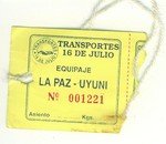 Ticket de bagage du 16 de Julio