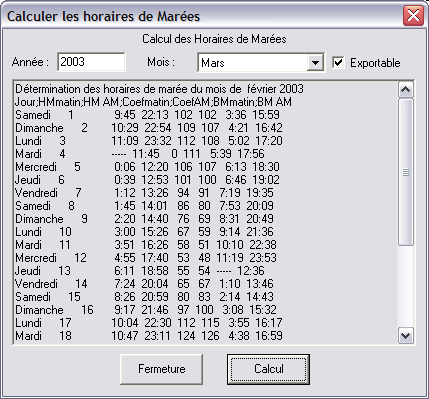 Calcul des horaires